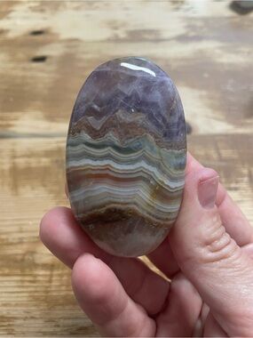 High grade crazy lace in amethyst Palm stone large crystal palm